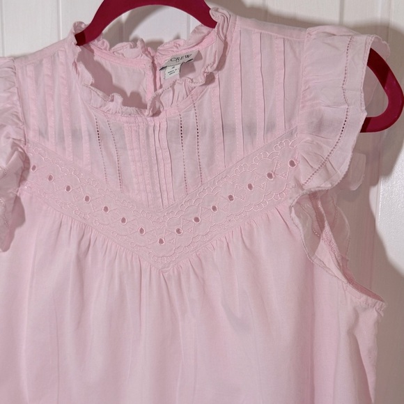 J Crew Pink Flutter Sleeve Cotton Top - Picture 2 of 5